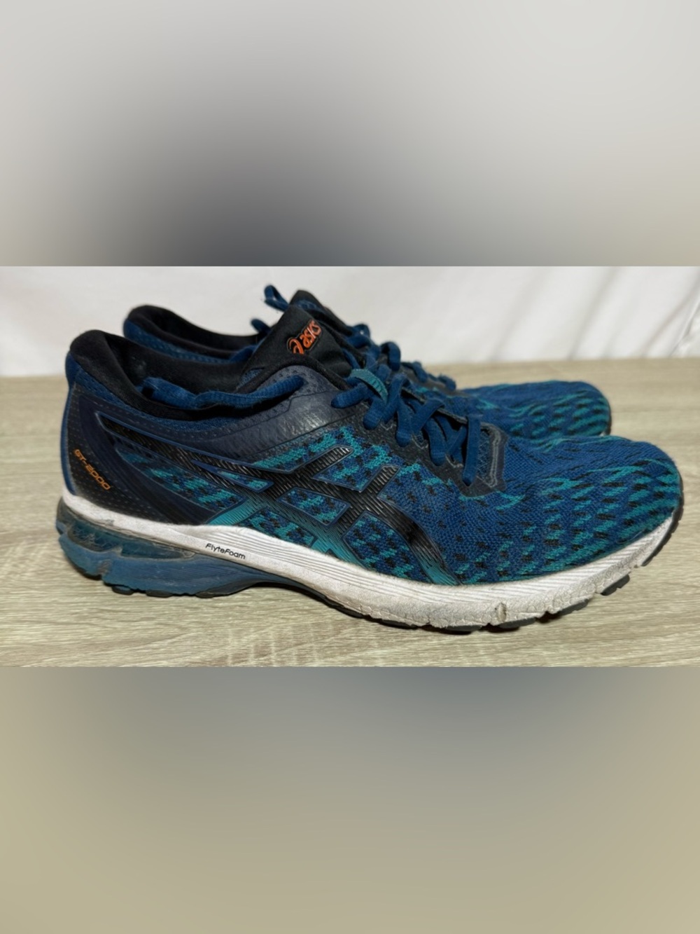 Mens ASICS Gt-2000 8 Knit FlyteFoam Running Shoes Blue Sz 8